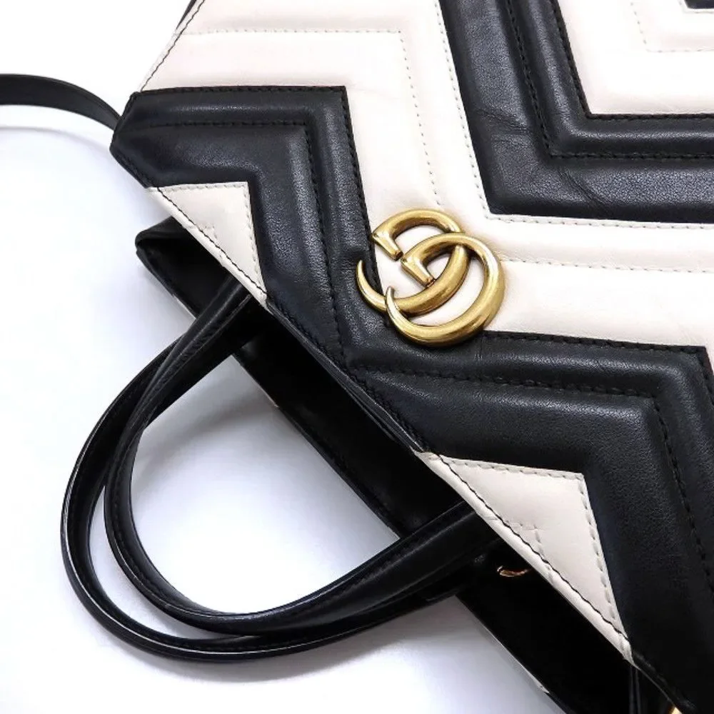 Gucci GG Marmont Shoulder Bag White Black